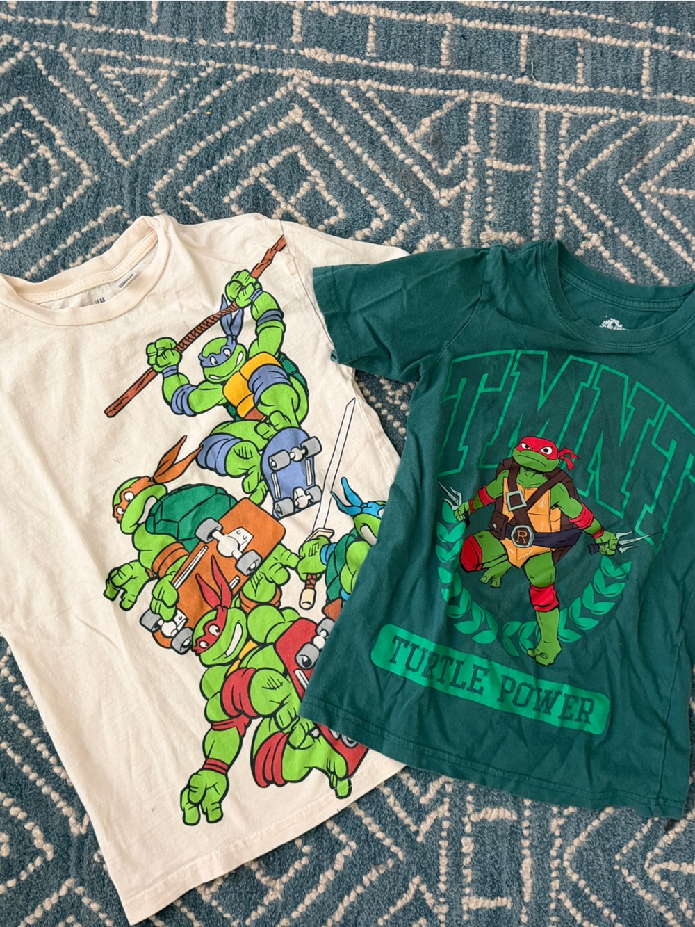 Green & White Teenage Mutant Ninja Turtles Graphic Tees